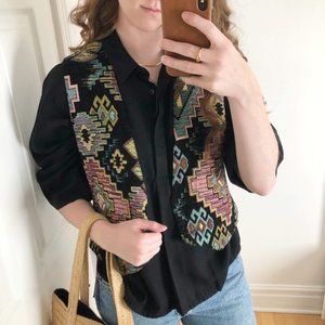 Vintage Bohemian Western Aztec Geometric Knit Vest
